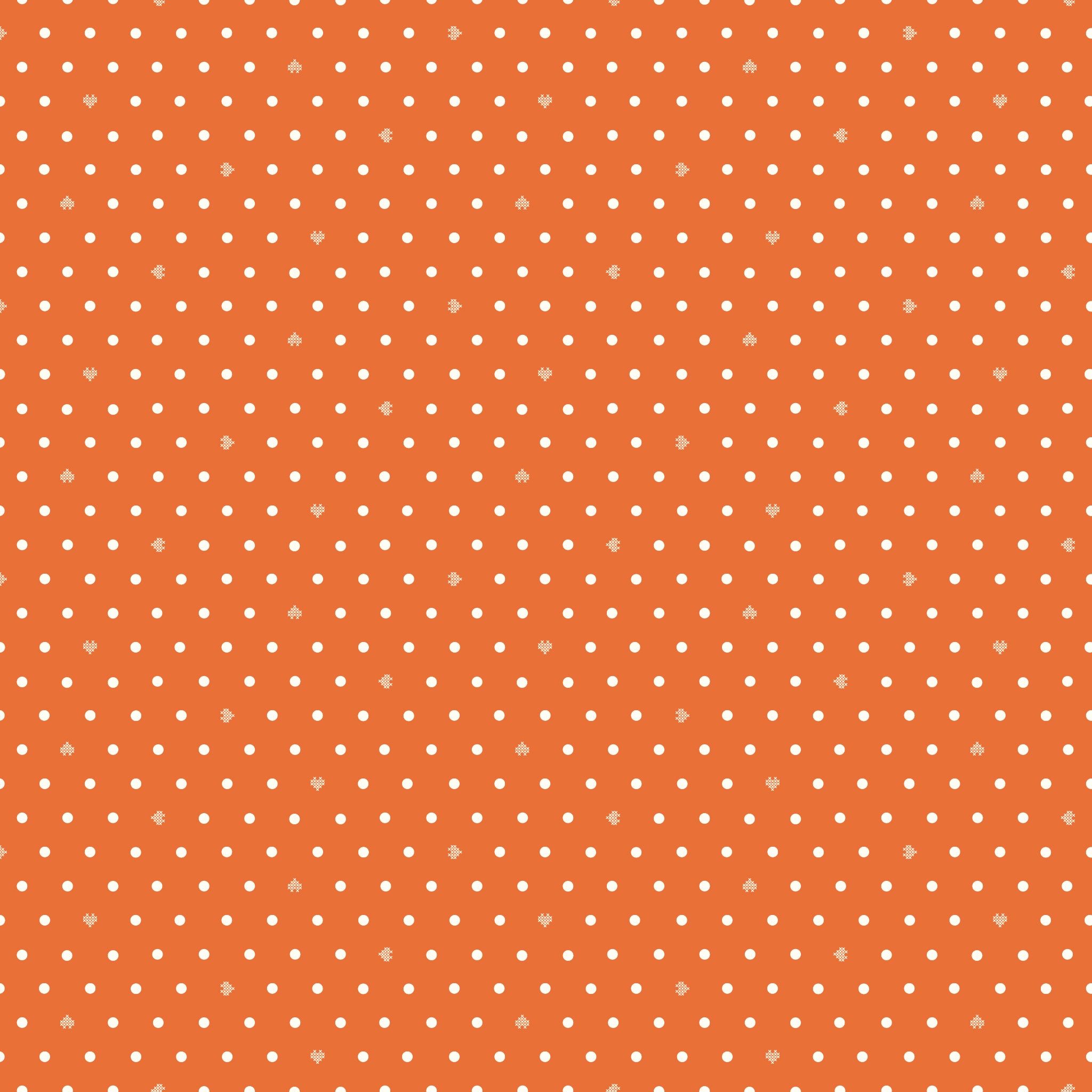 Cotton Nook Dots Orange fabric with small cream dots scattered across a bright orange background.