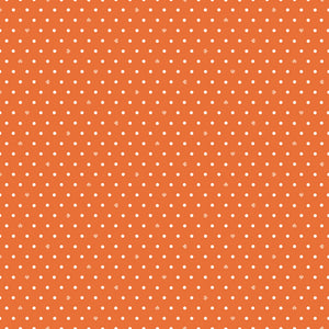 Cotton Nook Dots Orange fabric with small cream dots scattered across a bright orange background.