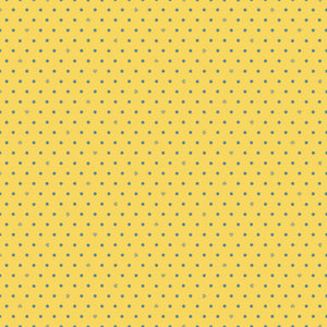 Cotton Nook Dots Yellow fabric with small blue-gray dots scattered across a sunny yellow background.