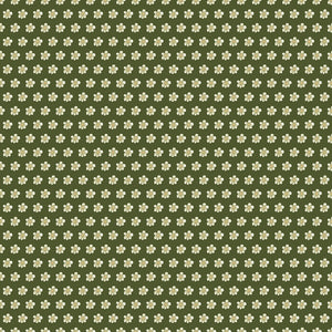 Hunter green fabric with evenly spaced small cream flowers