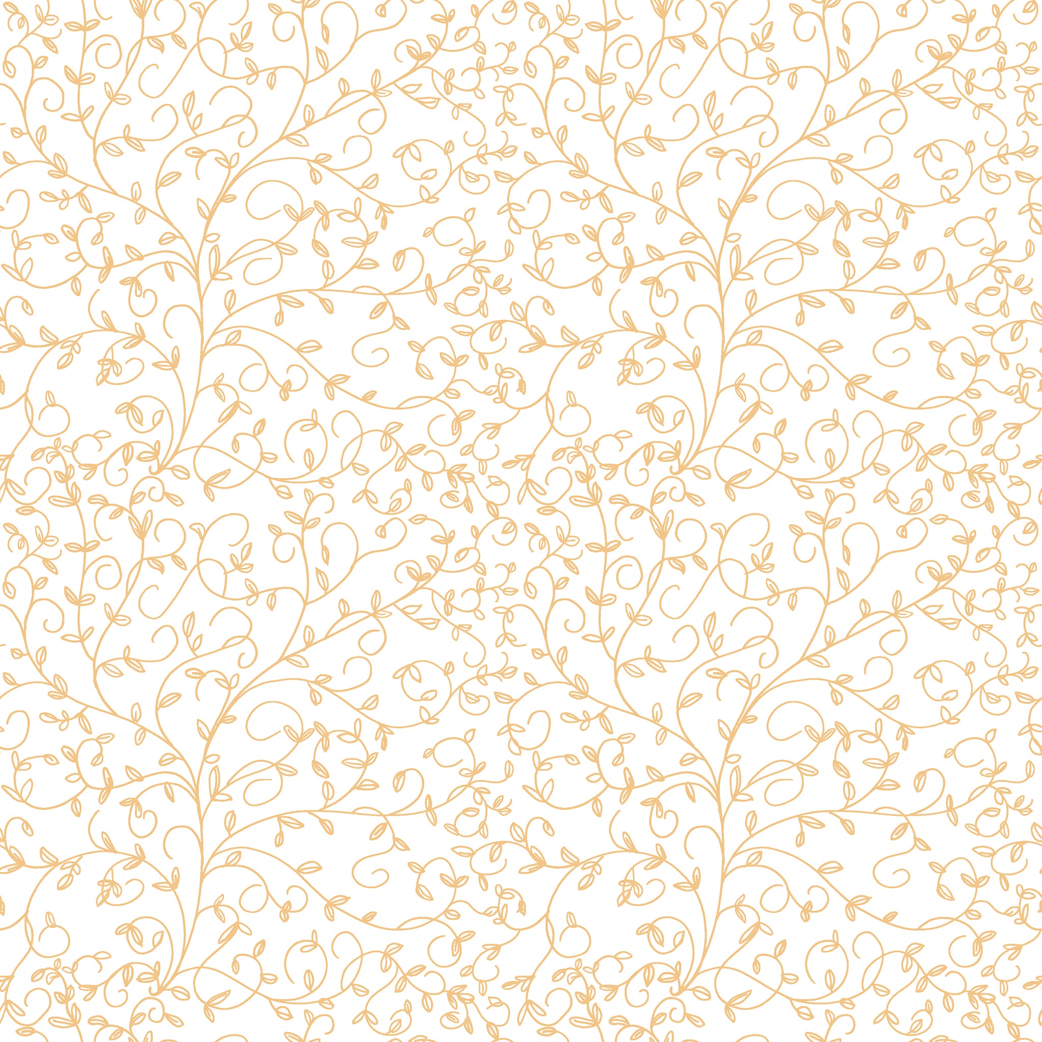 Cream fabric with delicate golden curling vines and tiny leaves