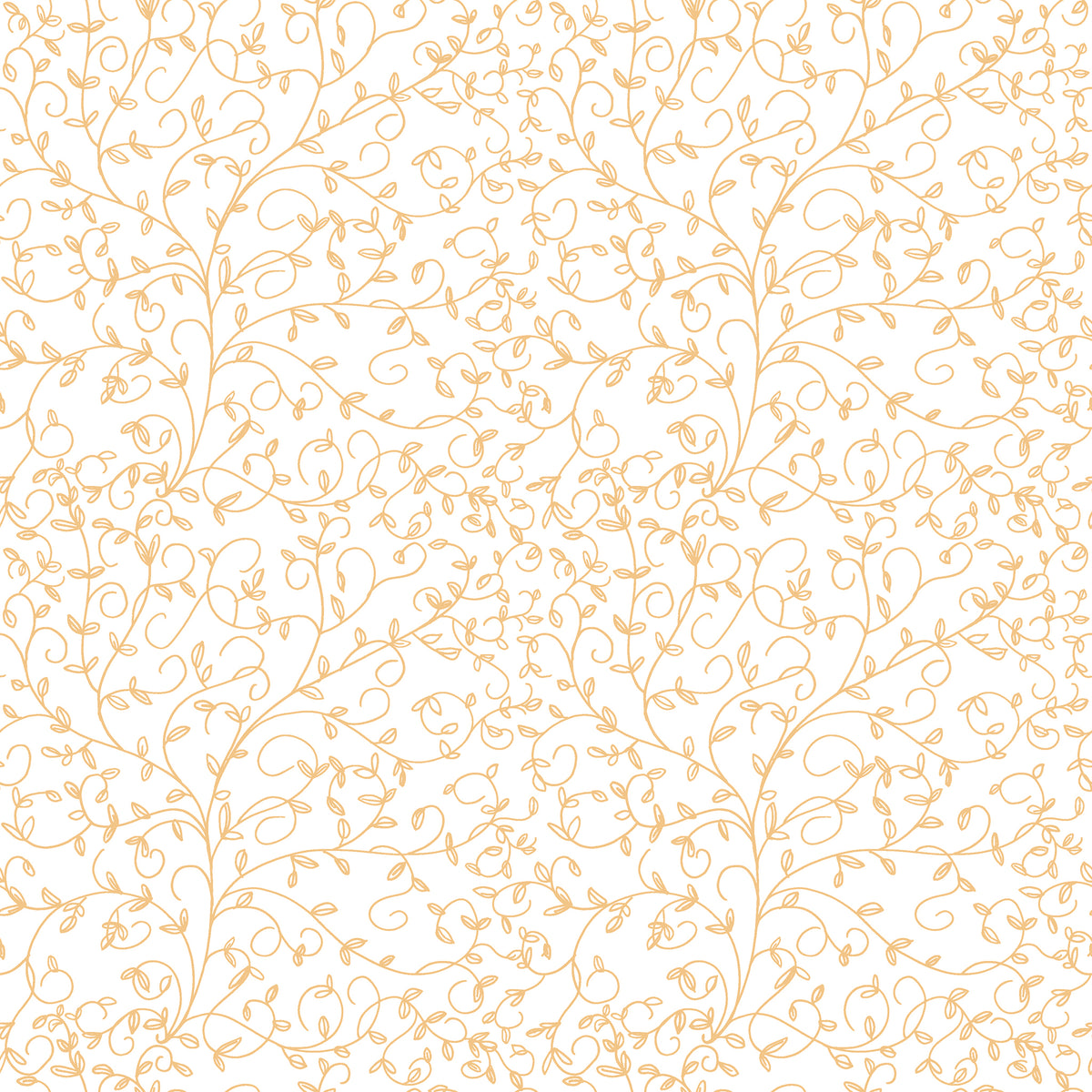 Cream fabric with delicate golden curling vines and tiny leaves