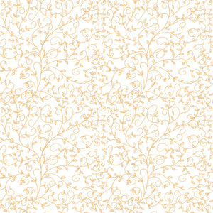 Cream fabric with delicate golden curling vines and tiny leaves
