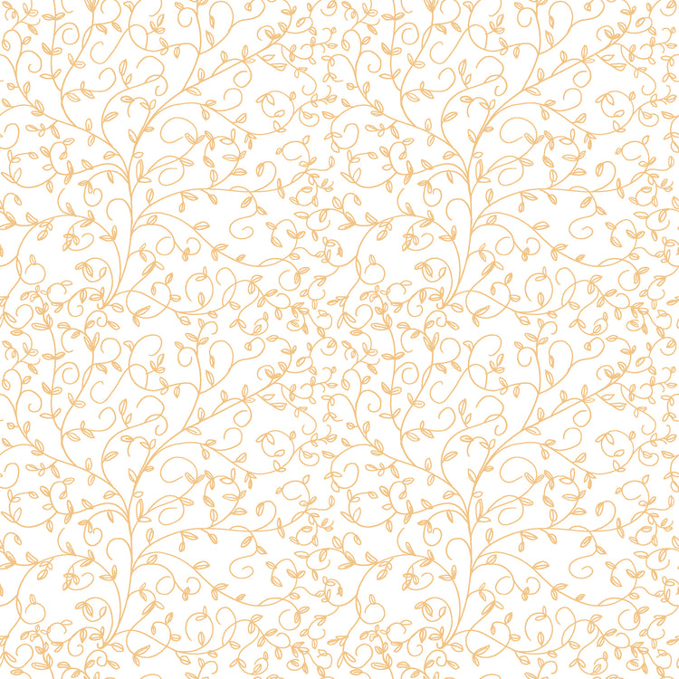 Cream fabric with delicate golden curling vines and tiny leaves