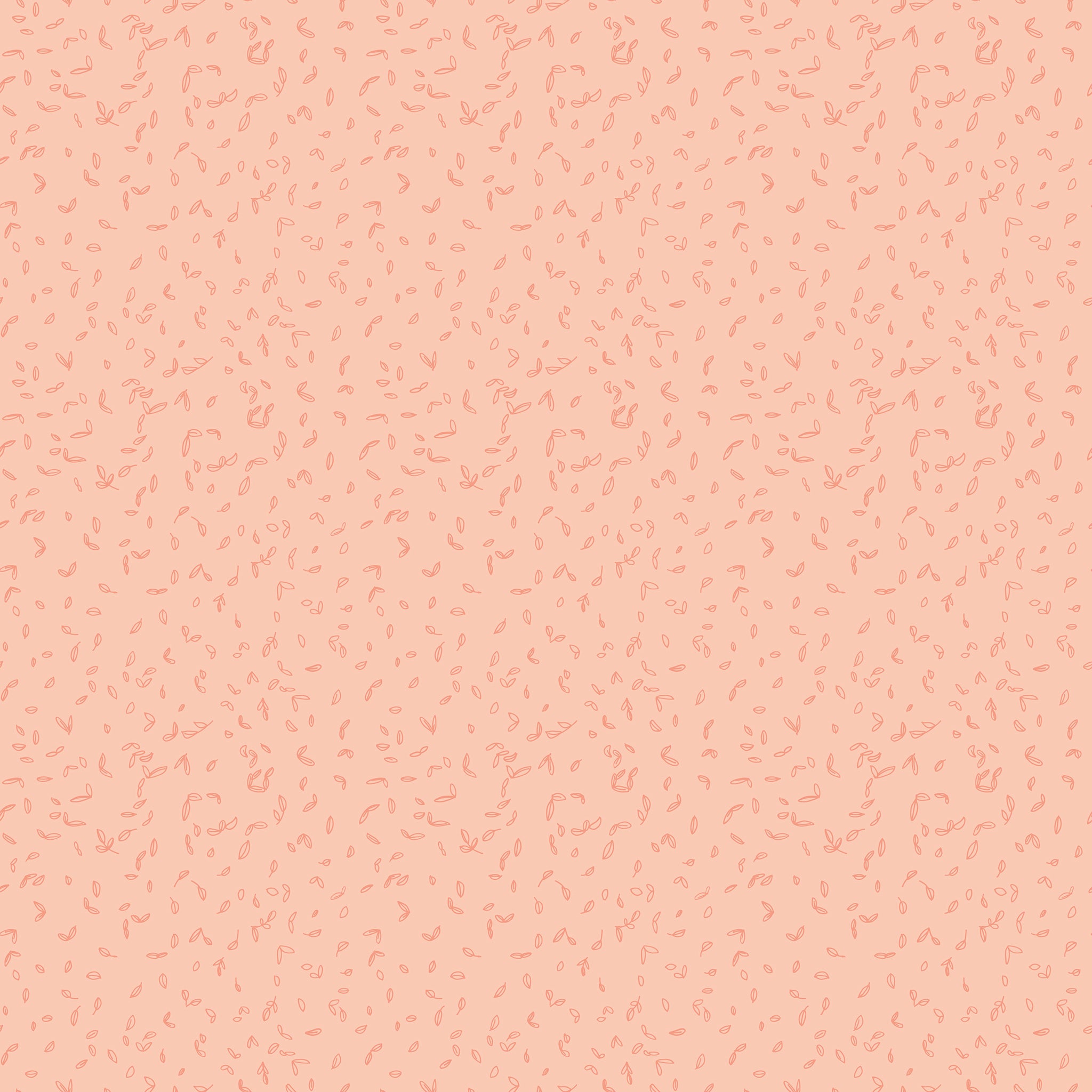 Blush pink fabric with scattered tiny coral leaf motifs
