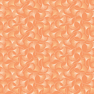 A seamless repeating pattern of stylized orange and peach ginkgo leaves with fine vein-like lines, filling the entire frame.