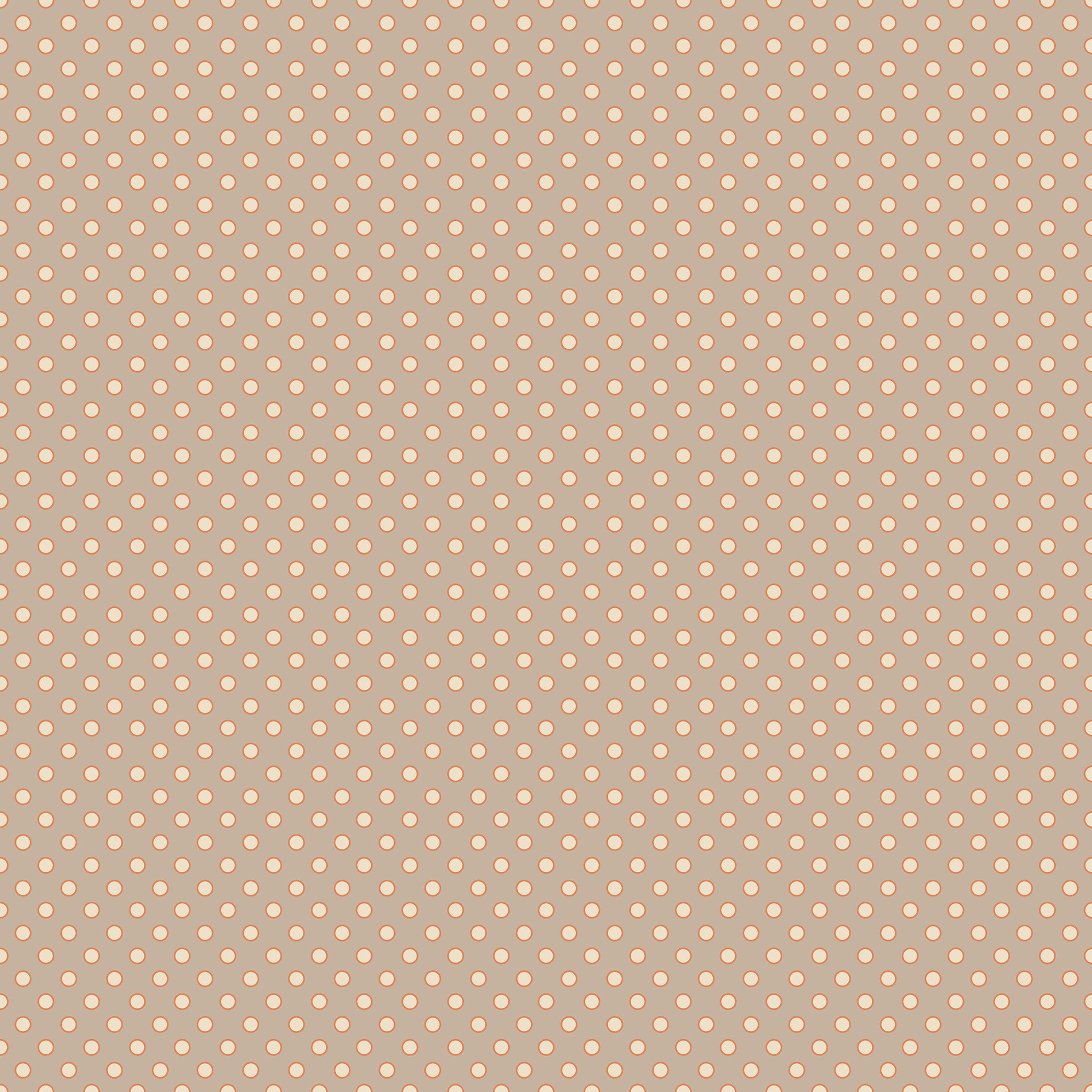 A repeating pattern of small light beige dots on a warm taupe-beige background.