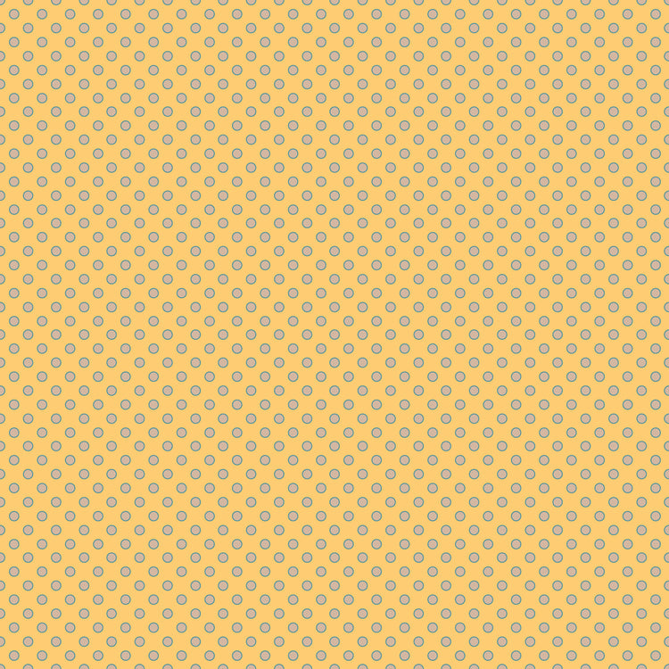 A repeating pattern of small gray circles on a warm yellow background.