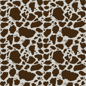 Cow Patches Brown fabric with chocolate brown cowhide-style markings on an off-white background.