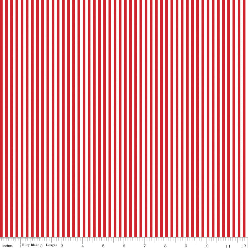 1/8" Stripes Fabric Collection - Red