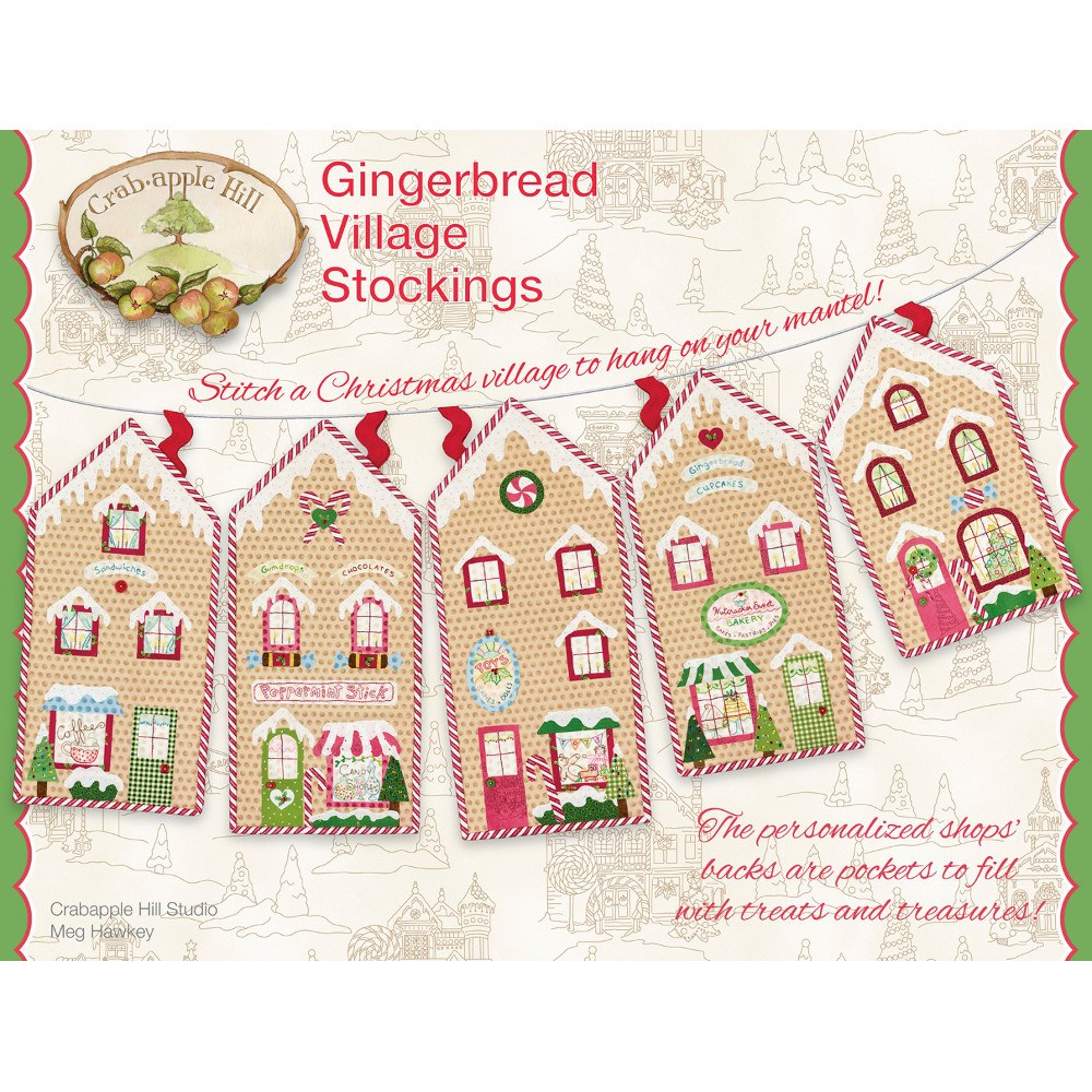 Gingerbread Village Stockings Pattern, Crabapple Hill Studio image # 35637