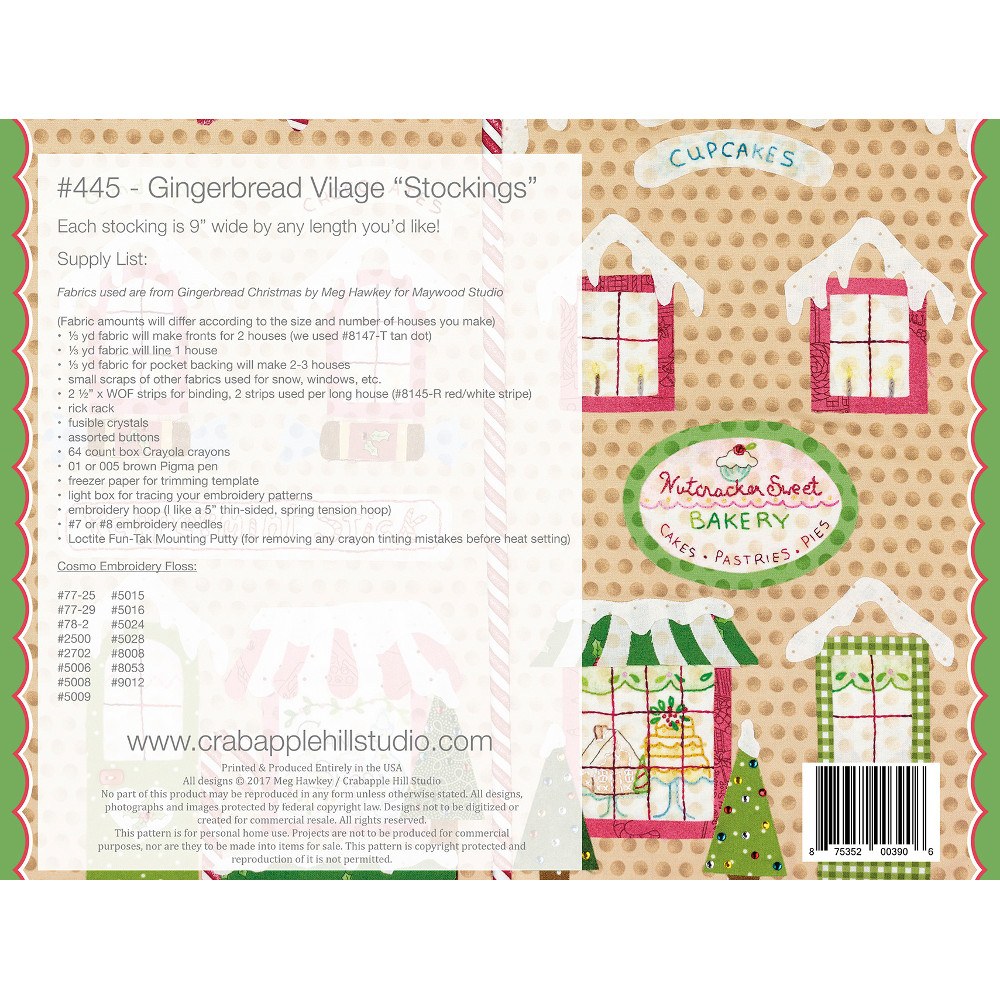 Gingerbread Village Stockings Pattern, Crabapple Hill Studio image # 35639