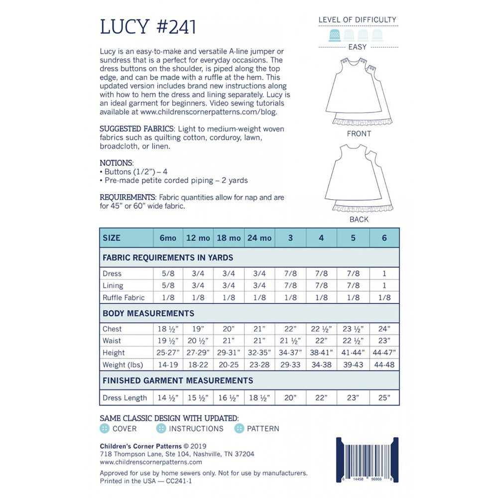 Lucy Dress Pattern - 6 Months to 6 Years image # 99951