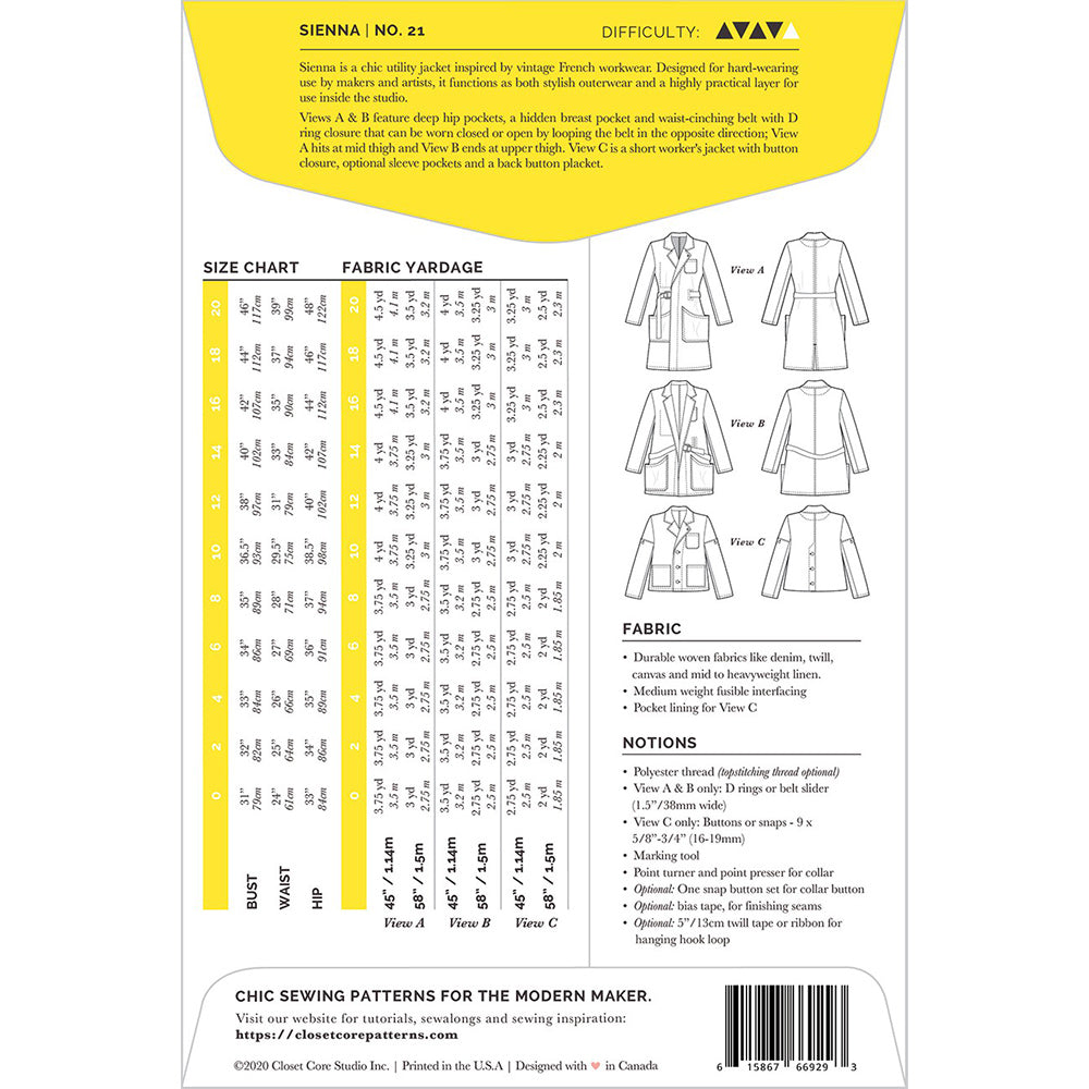 Sienna Maker Jacket Pattern image # 71199