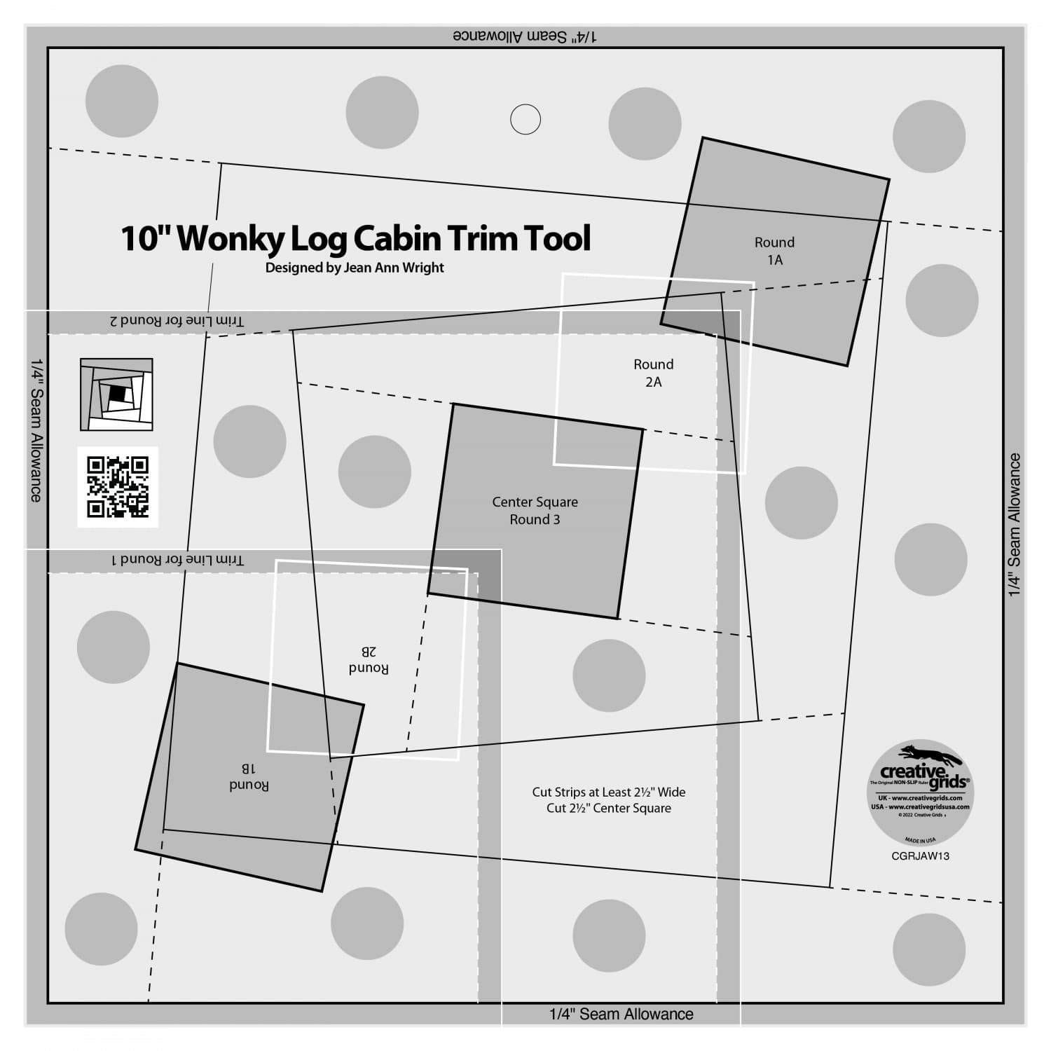 Creative Grids 10" Wonky Log Cabin Trim Tool image # 103153