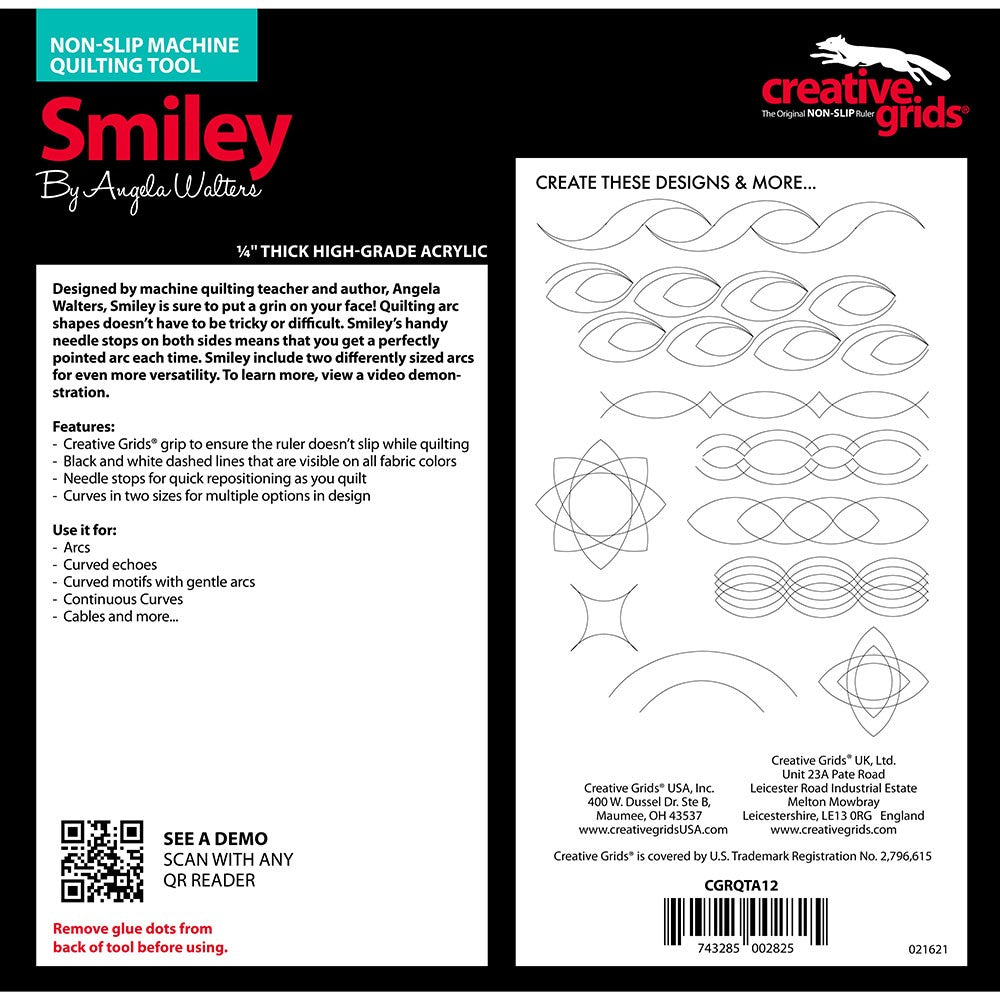 Smiley Machine Quilting Template Ruler, Creative Grids image # 96163
