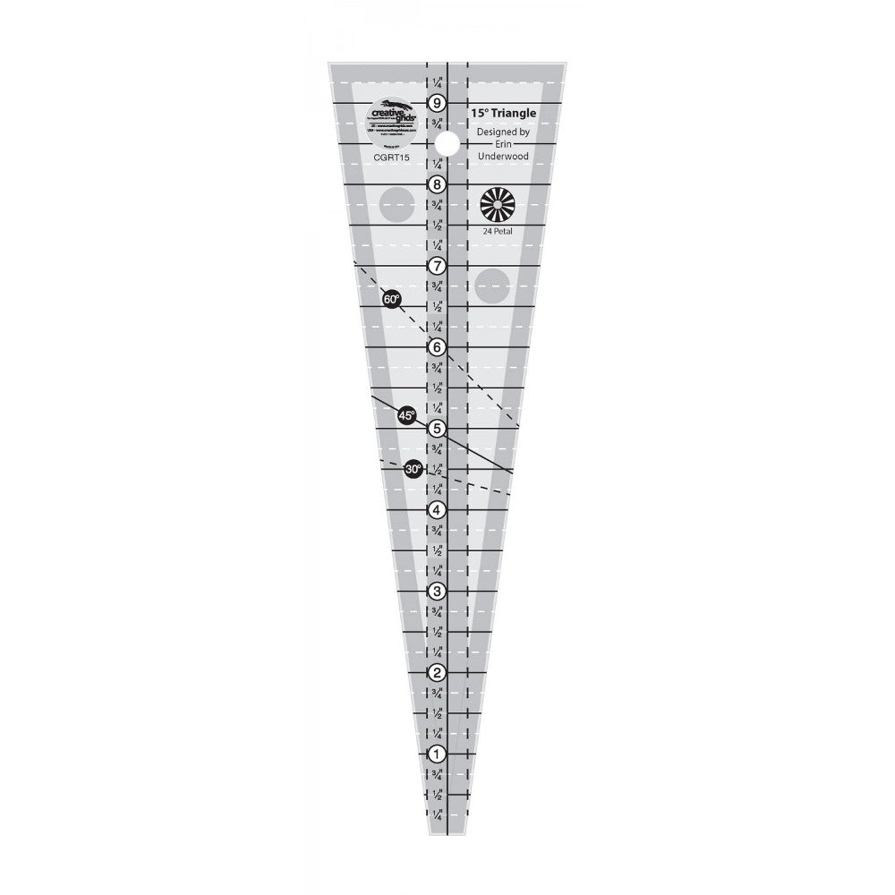 15 Degree Triangle Ruler, Creative Grids image # 36529