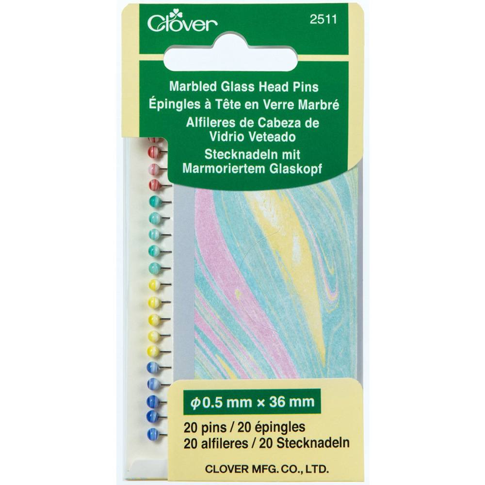 20pk Marbled Glass Head Pins, Clover image # 86582