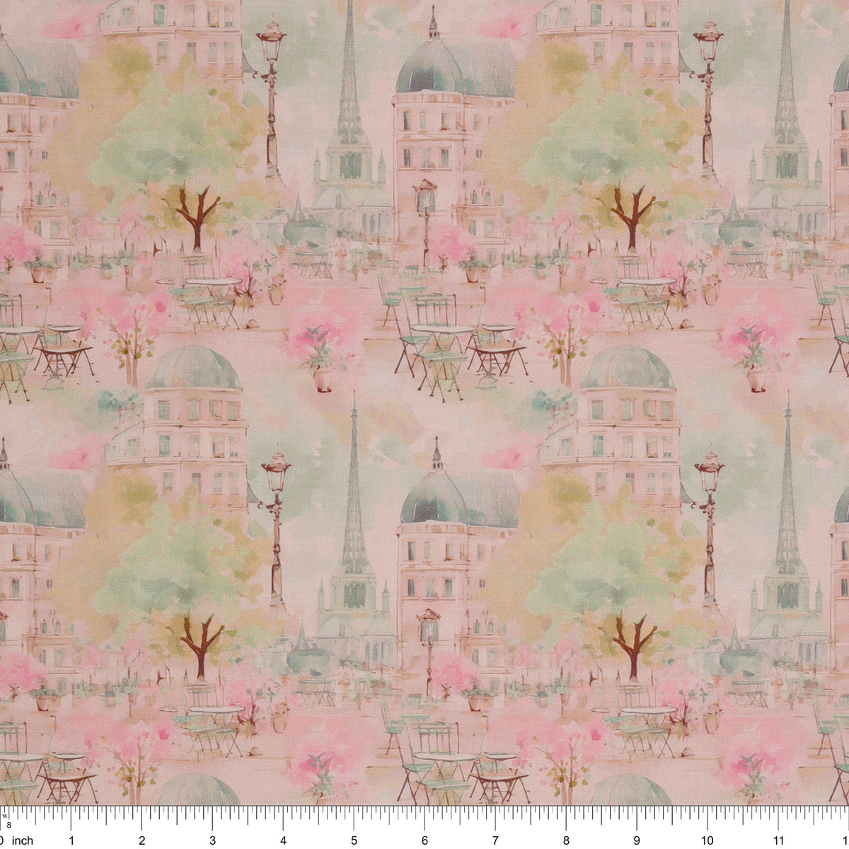 En Vogue Fabric Collection - Paris en Vogue Pink: with ruler for scale CL64250101-01
