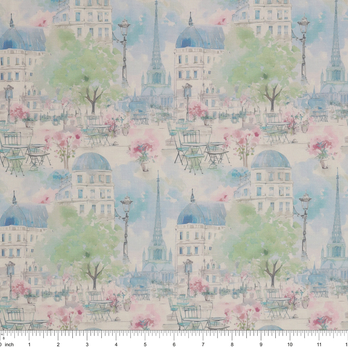 En Vogue Fabric Collection - Paris en Vogue Blue: with ruler for scale CL64250101-02