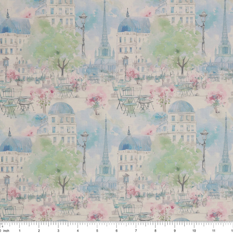 En Vogue Fabric Collection - Paris en Vogue Blue: with ruler for scale CL64250101-02