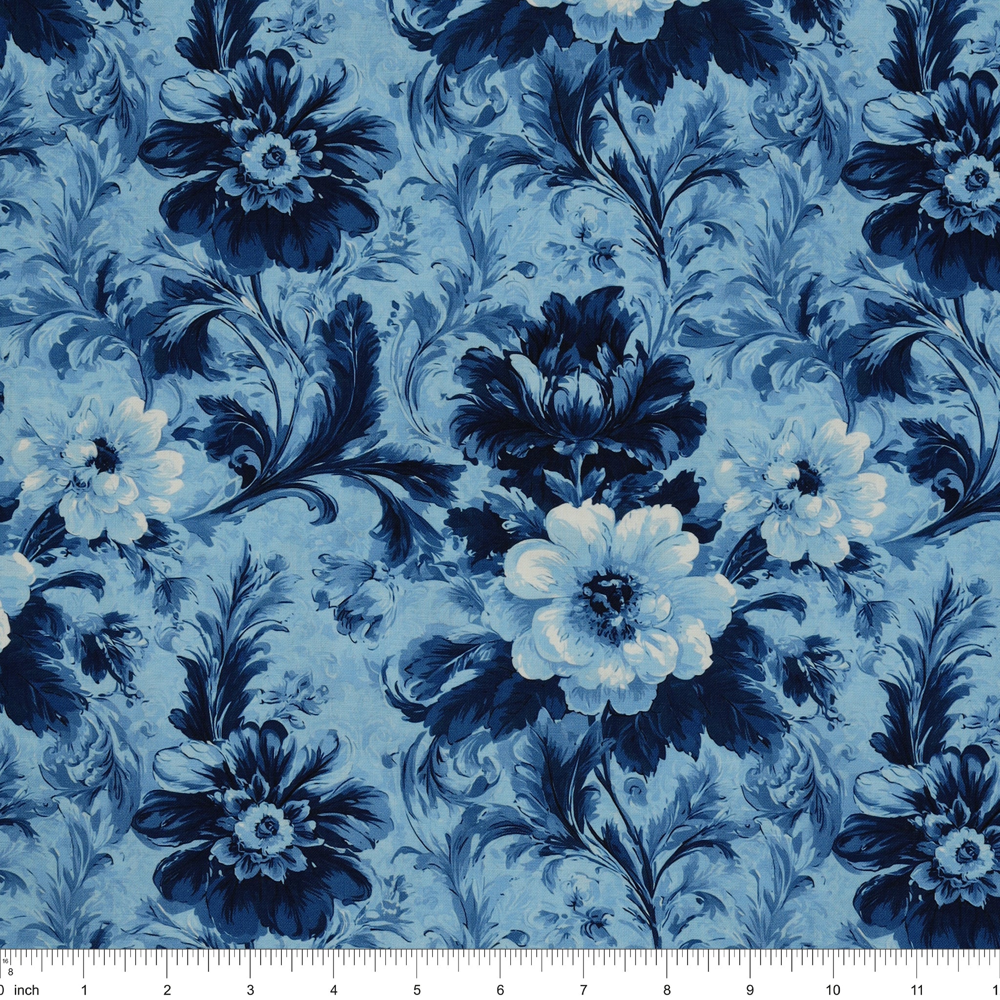 En Vogue Fabric Collection - Flower Shop Blue: with ruler for scale CL64250106-02