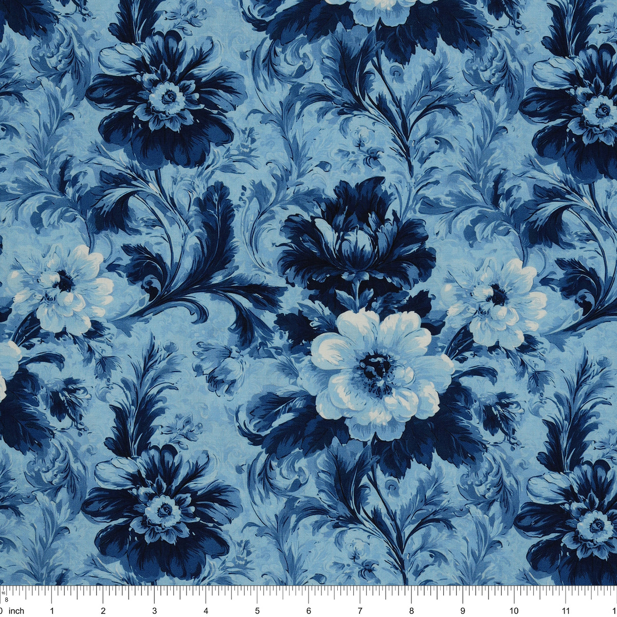 En Vogue Fabric Collection - Flower Shop Blue: with ruler for scale CL64250106-02