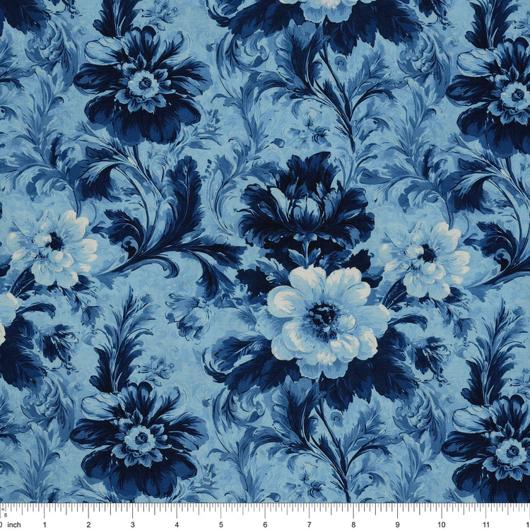 En Vogue Fabric Collection - Flower Shop Blue: with ruler for scale CL64250106-02