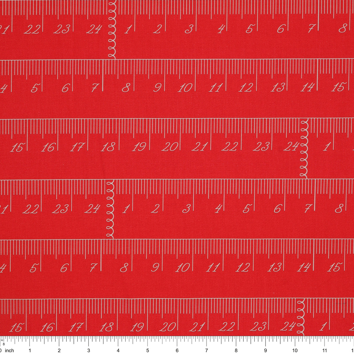 En Vogue Fabric Collection - Chic Rulers Coral: with ruler for scale CL64250107-01
