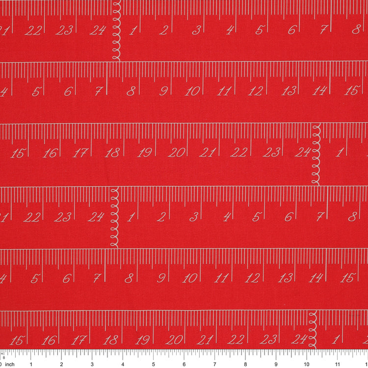 En Vogue Fabric Collection - Chic Rulers Coral: with ruler for scale CL64250107-01