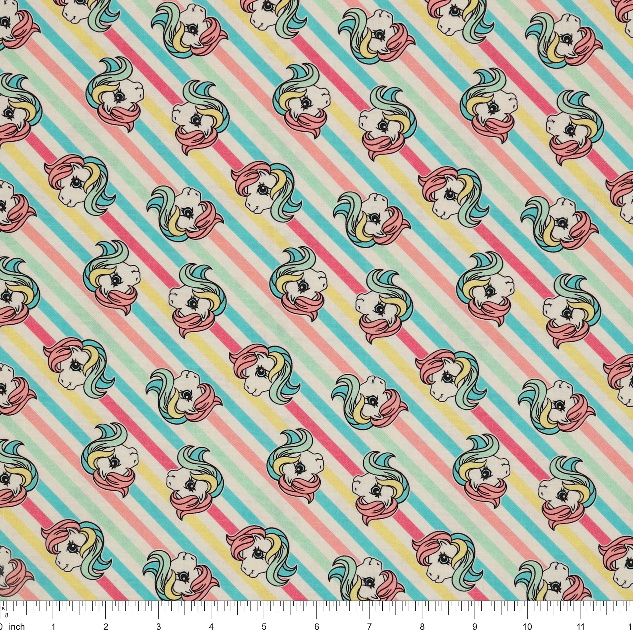My Little Pony Retro Fabric Collection - Pony Stripe: with ruler for scale CL95010204-01