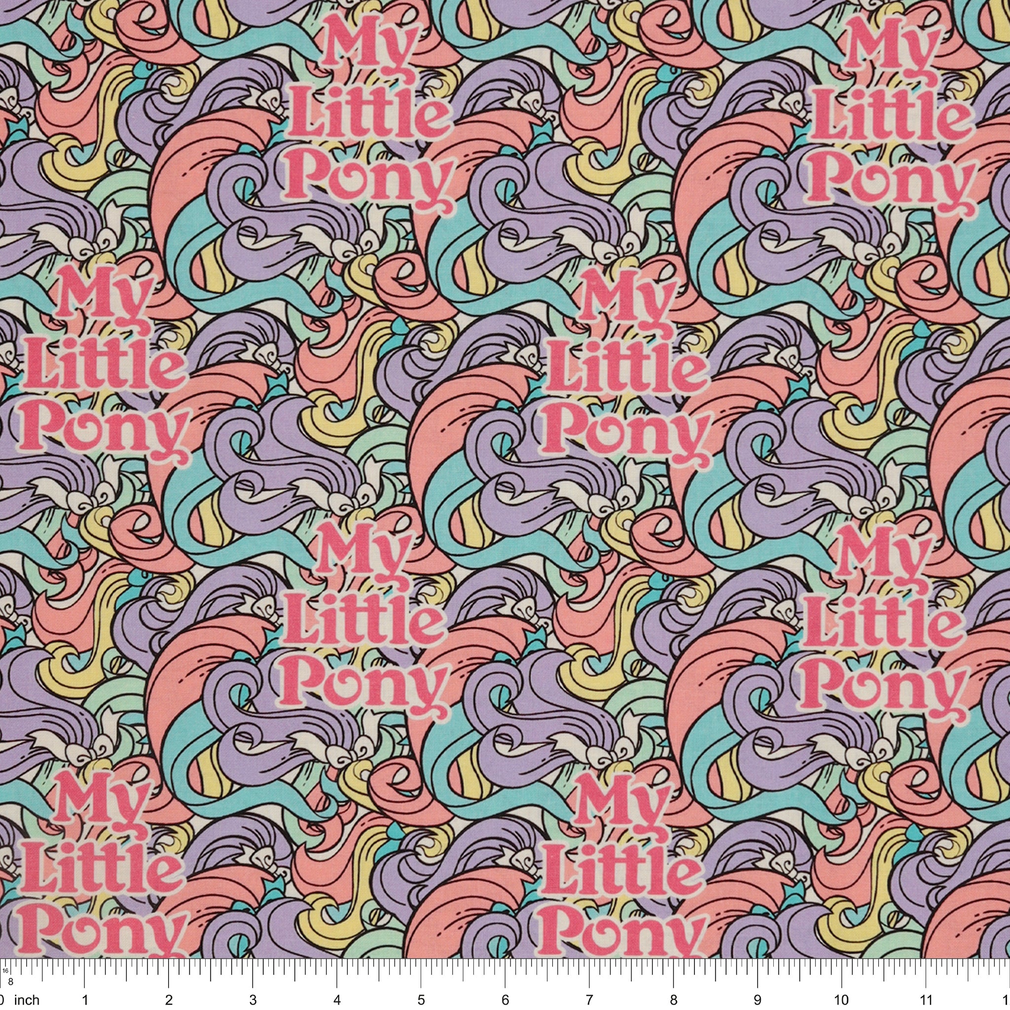 My Little Pony Retro Fabric Collection - Pony Tails: with ruler for scale CL95010205-01