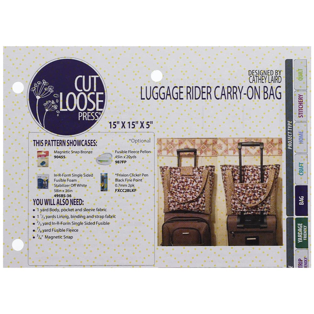 Luggage Rider Carry-on Bag Pattern - Cut Loose Press
