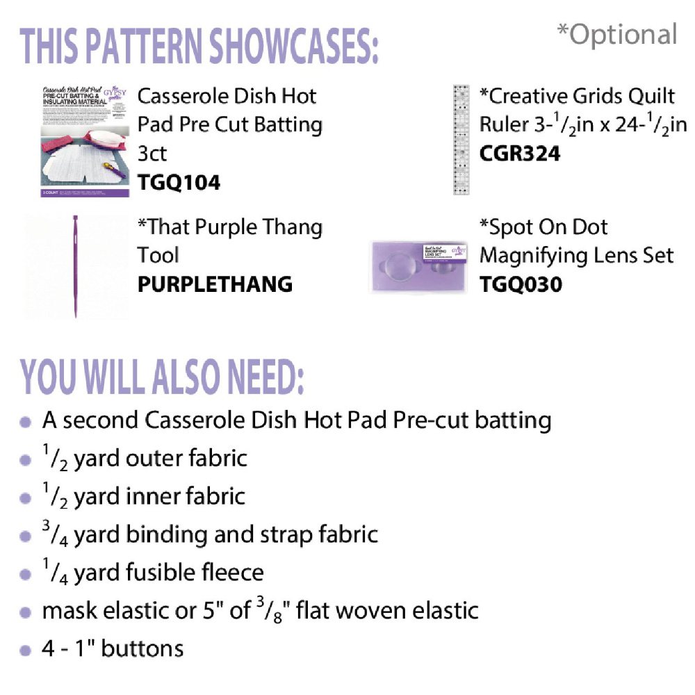 Cut Loose Press, Button Up Casserole Carrier Pattern image # 81135