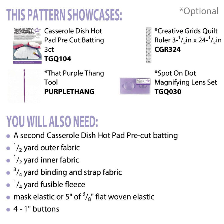 Cut Loose Press, Button Up Casserole Carrier Pattern image # 81135