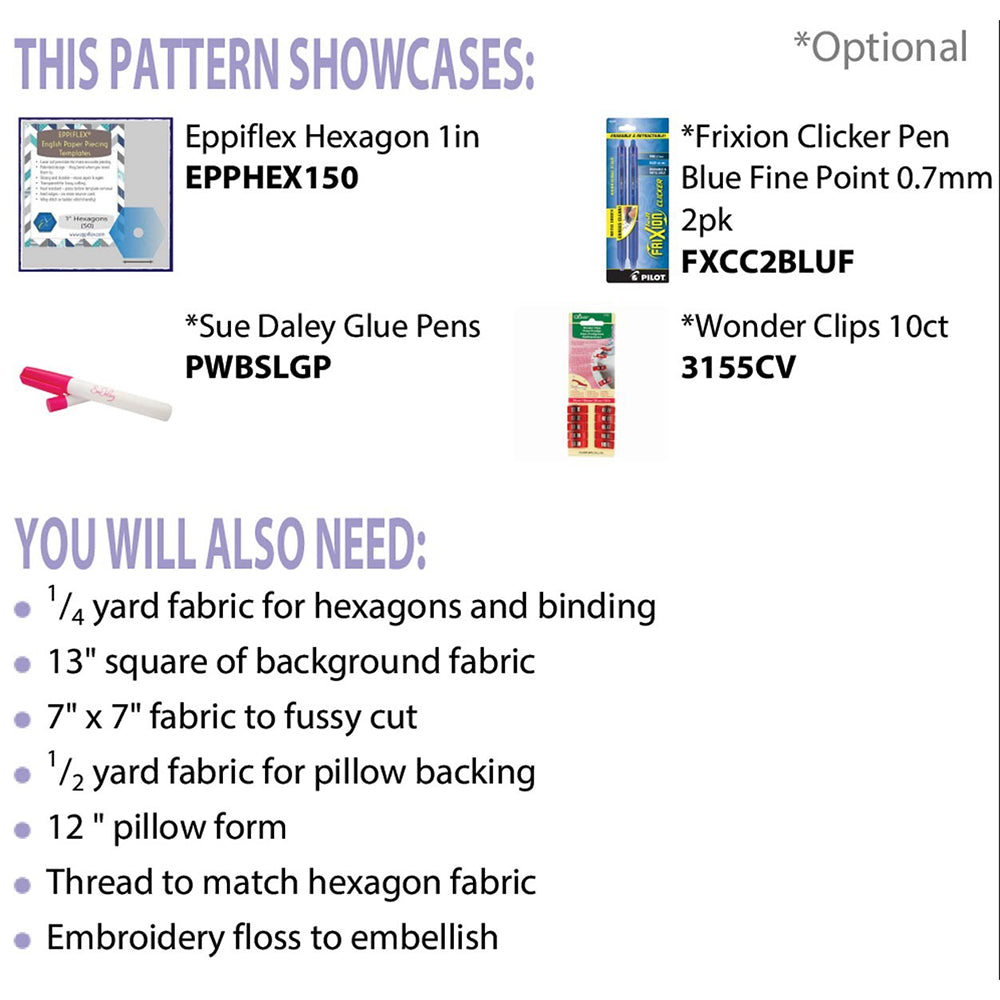 Cut Loose Press, Hexagon Frame Pillow Pattern image # 81079