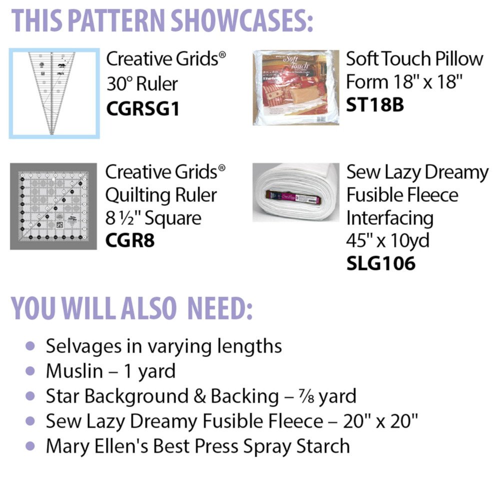 Selvage Star Pillow Pattern image # 57085