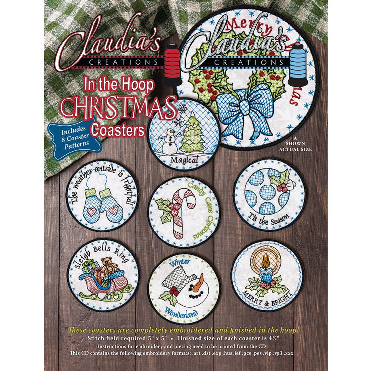 In-the-Hoop Christmas Coasters Embroidery CD image # 43587