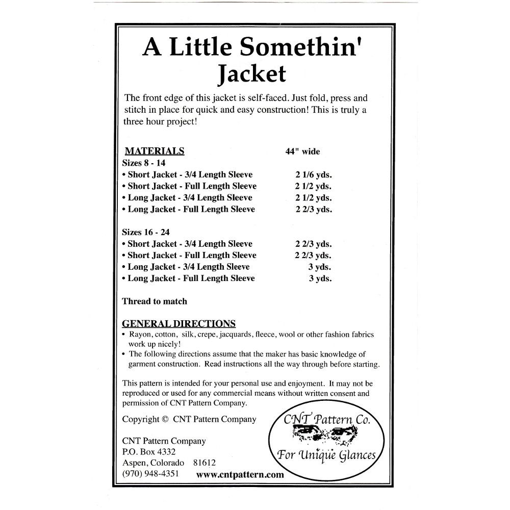 A Little Somethin' Jacket Pattern, CNT image # 35619