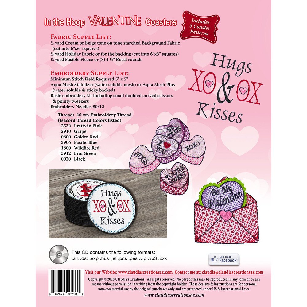 In-the-Hoop Valentine Coasters Embroidery CD image # 49789