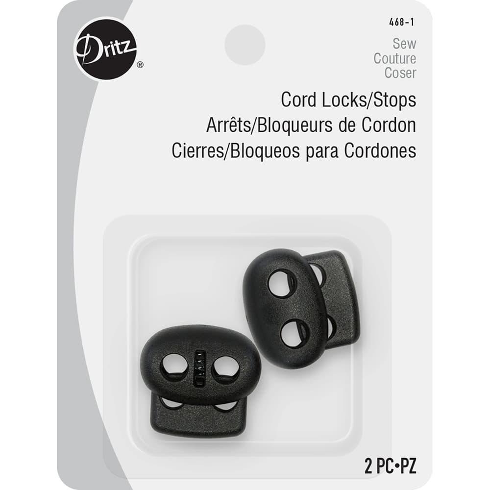 2pk Cord Stops, Black, Dritz
