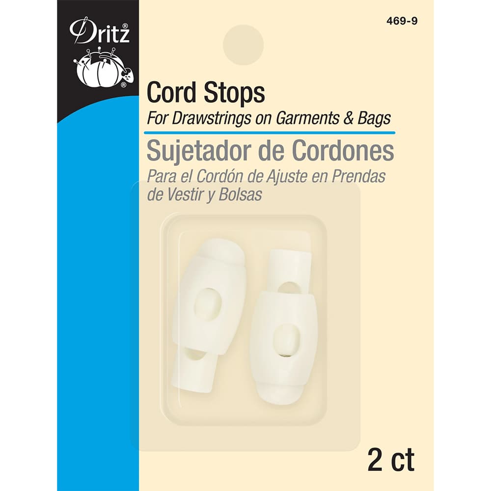 2pk Narrow Cord Stops, White, Dritz image # 93103