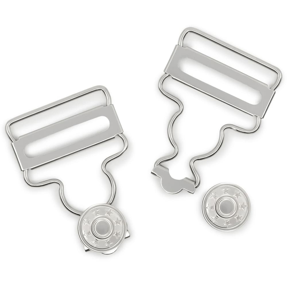 2pk Overall Buckles w/ No-Sew Buttons (1in) - Nickel image # 92924
