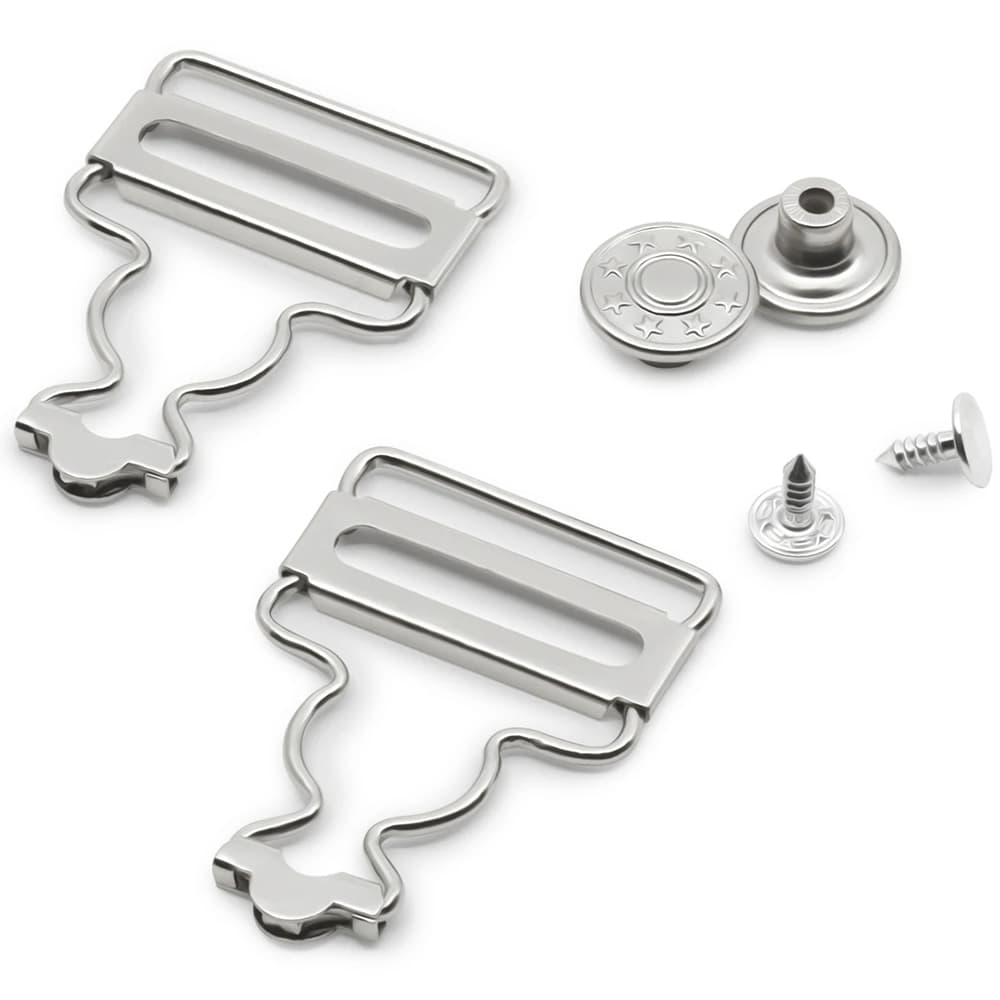 2pk Overall Buckles w/ No-Sew Buttons (1in) - Nickel image # 92926
