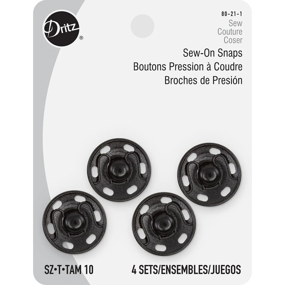 Sew-on Snaps (4pk), Black, Dritz image # 92878