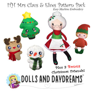 Mrs. Claus and Friends Embroidery Dolls Pattern Pack image # 54658