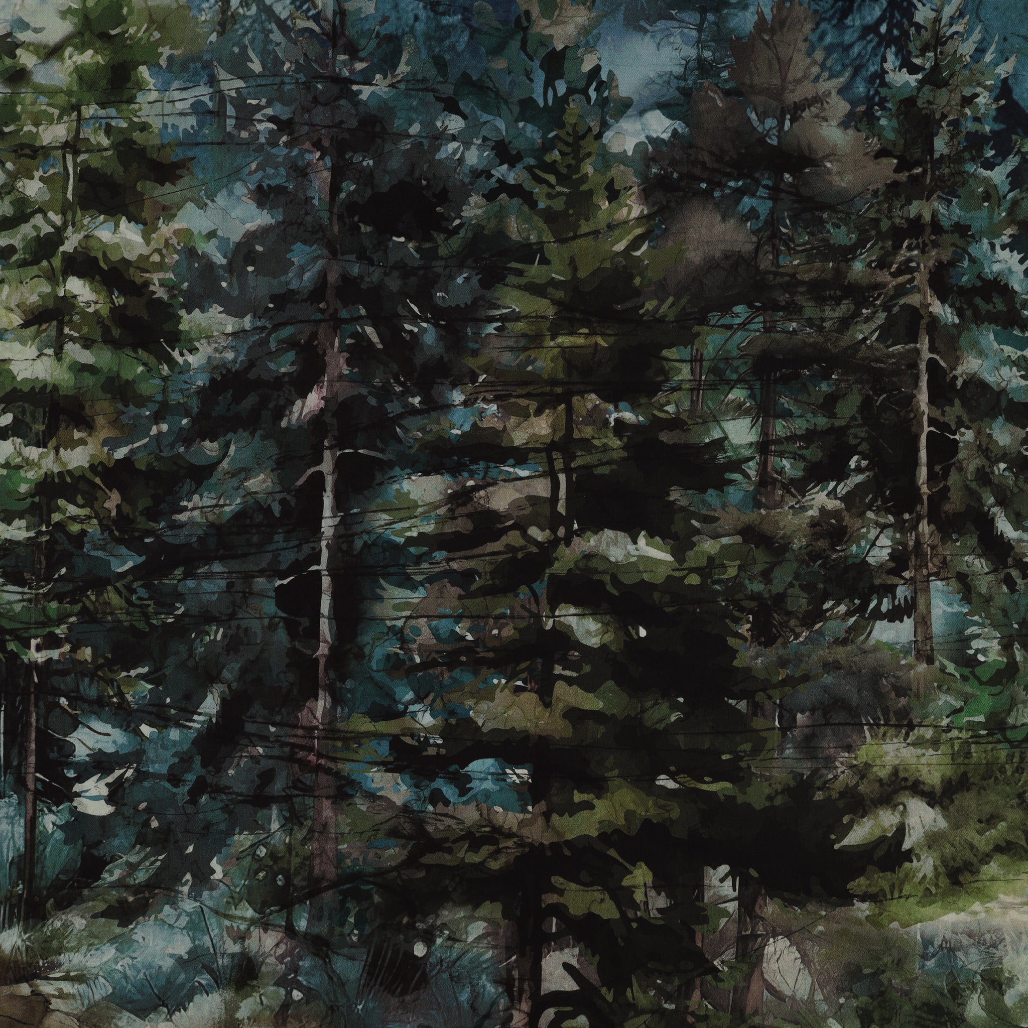 Altitude Fabric Collection - Ombre watercolor forest with layered evergreen trees NCDP29154-43