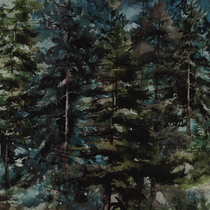 Altitude Fabric Collection - Ombre watercolor forest with layered evergreen trees NCDP29154-43