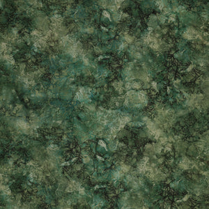 Altitude Fabric Collection - Cedar Texture: Green with layered evergreen branches in moss, teal, and dark green NCDP29160-75