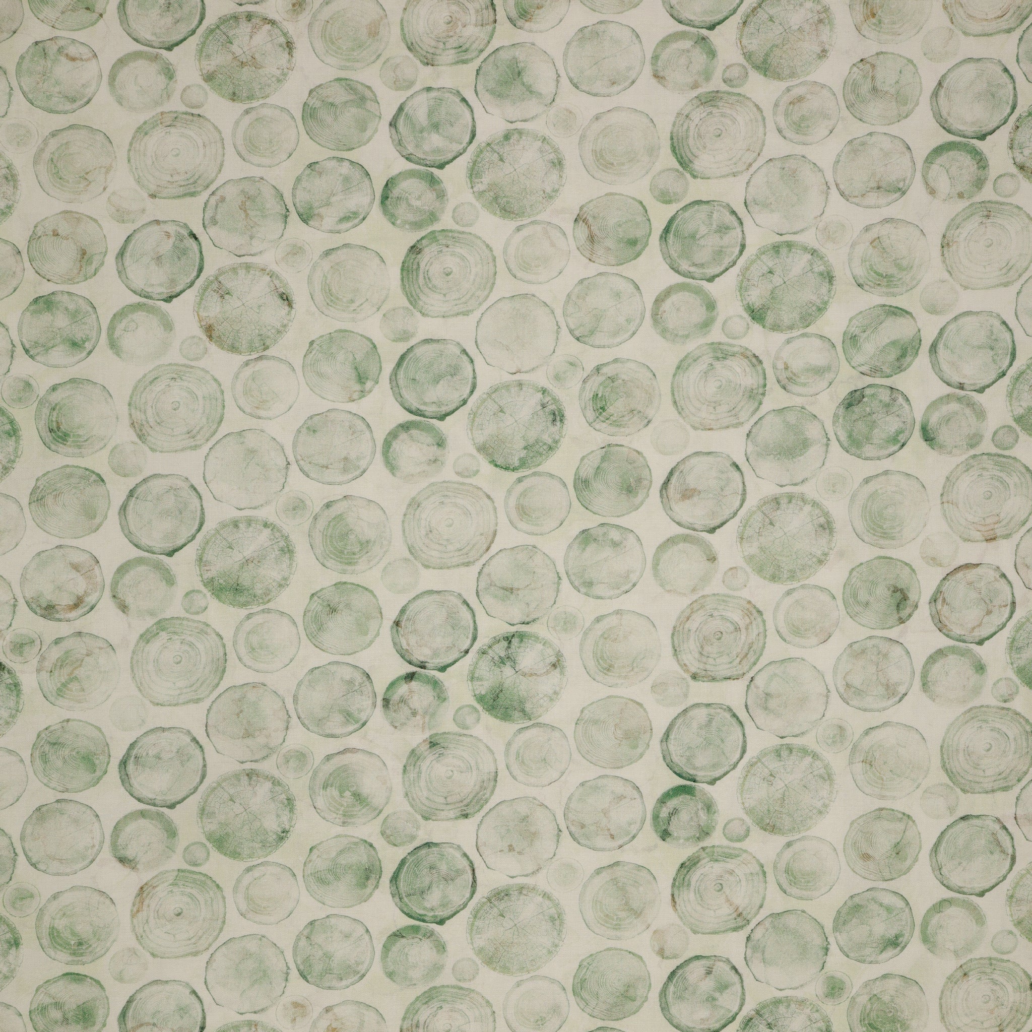 Altitude Fabric Collection - Crossgrain: Cream with soft green watercolor tree ring circles in varied sizes NCDP29161-10